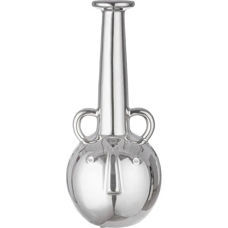 Gilde Gesichtsvase, "Viso", Gesichtsmotiv, Keramik, silberfarben, VE 1, H. 38 cm, D. 17,5 cm Höhe: 38.00 cm Durchmesser: 17.50 cm 47477