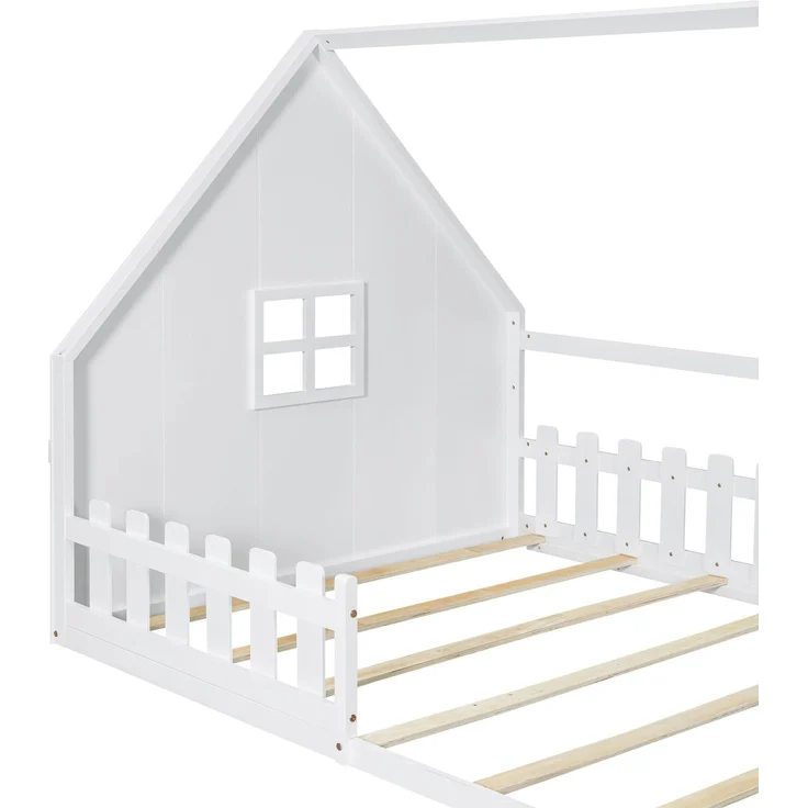 Hausbett mit Lattenrost und Rausfallschutz, 140x200 cm, Kinderbett, Kiefer – Bild 9