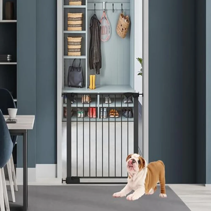Bettacare Sicherheitsstuffen Haustiergitter, Schwarz, 68cm - 75cm, Extra Niedrige Durchgangshöhe, Druckmontage Sicherheitsgitter, Haustiergitter für Treppen, Einfache Installation – Bild 3