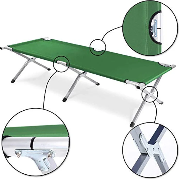 Goods+Gadgets Feldbett Faltbares Army-Bett (Campingbett, Klappbett) Gästebett aus Aluminium – Bild 5
