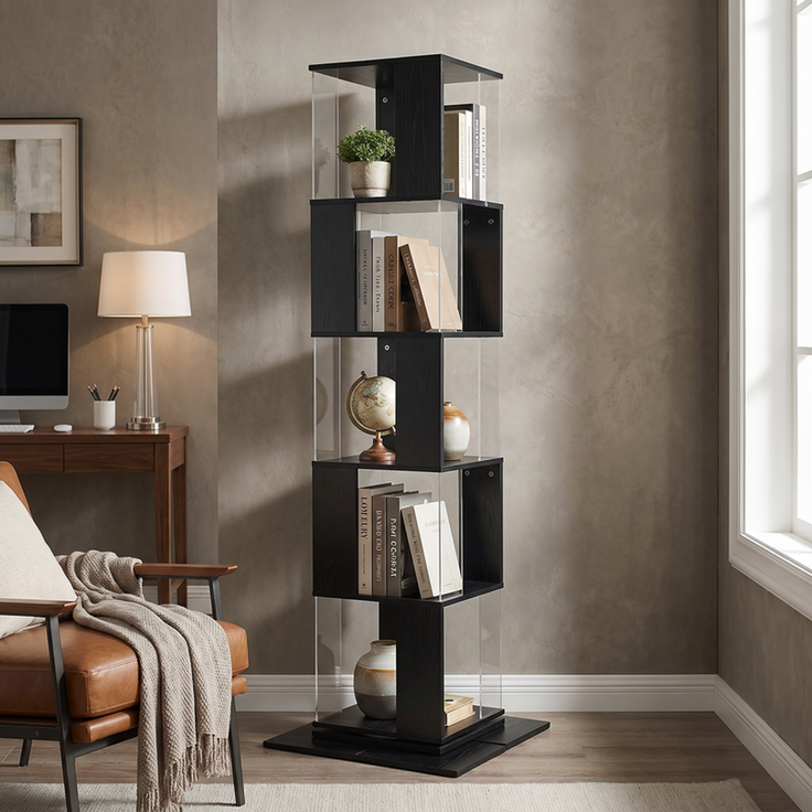 Home Nature Wohnkonzept Bücherregal/Eckregal mit 5 Ebenen für Wohnzimmer, Schlafzimmer und Home Office im Industrial Design, Schwarz, 159 × 50 × 50 cm – Bild 7