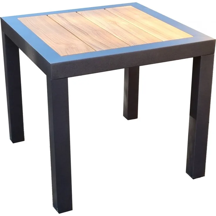 osoltus Palermo Big Alu Beistelltisch Teakholz Tischplatte Anthrazit Wetterfest