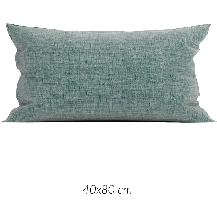 2 Stück Zo! Home Cotton Kissenbezüge 40x80 Lino Emerald Green grün meliert uni