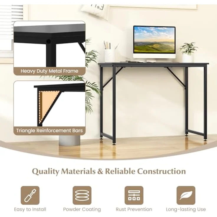FANTASK Schreibtisch, Bürotisch 100-cm-Desktop, Kleiner Computertisch (Schwarz) – Bild 4