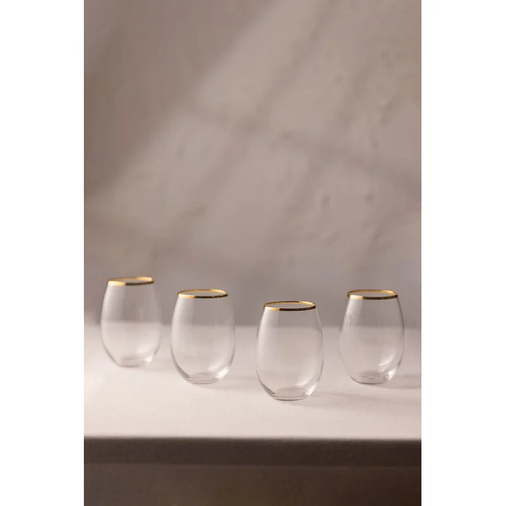 Hermia Concept 'Astoria 350 - Gold, Transparent' Gläser-Set (4-teilig), Gold / Transparent, 8,1 x 8,1 x 10,2 cm, 350 ml – Bild 1