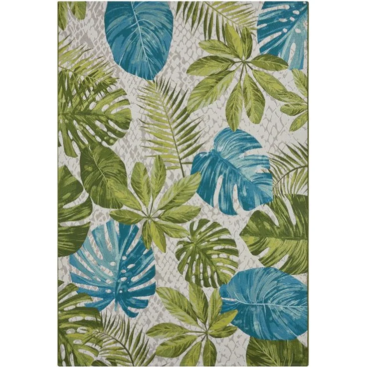 Hanse Home Tropical Leaves In- & Outdoor Teppich – Flachgewebe Aussenteppich, Jungel Palmen Blätter Design, ÖKO-TEX Wetterfest & UV-beständig für Balkon, Terrasse, Garten – Türkis Grün, 80x165 cm – Bild 4