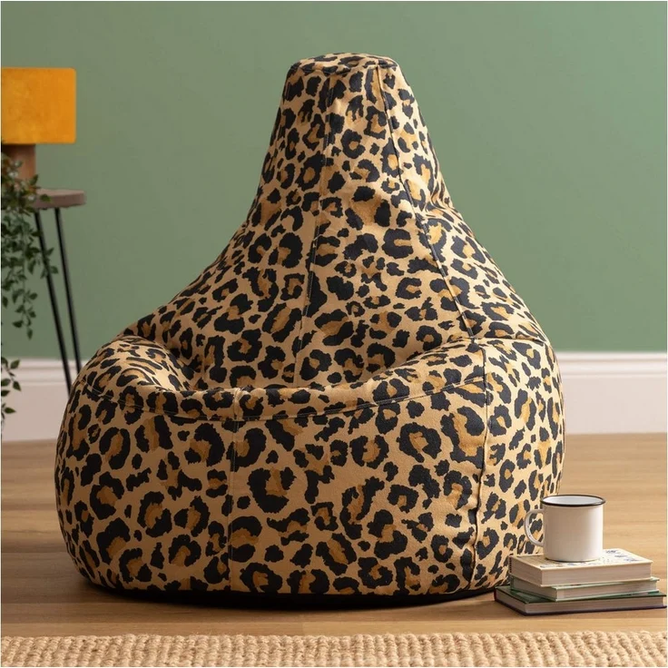 Icon Dalton Leopard Sitzsack, Webstoff, Gaming Sitzsack Erwachsene mit Füllung, Bean Bag, Lounge Sessel, Lounge Stuhl, Garten, Schlafzimmer, Wohnzimmer, Wohnzimmer Möbel – Bild 2