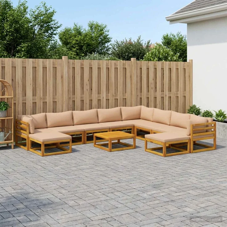 vidaXL Sofa-Set 11 stk. Natur Massivholz Akazie 3417293 – Bild 1