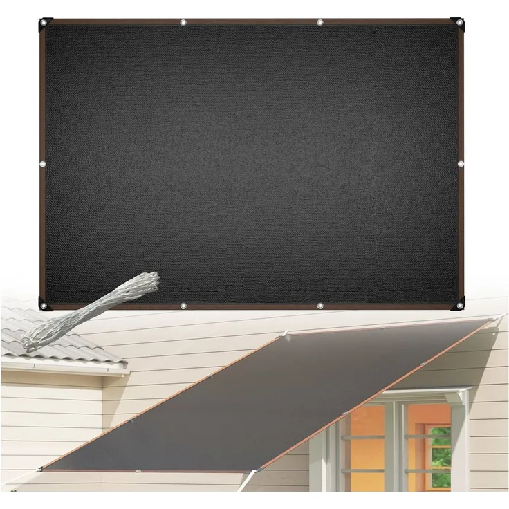 FIVMEN Sonnensegel Zaun Sichtschutz Windschutz aus HDPE Sonnenschutz mit Seilen Anthrazit, (2m Breite)