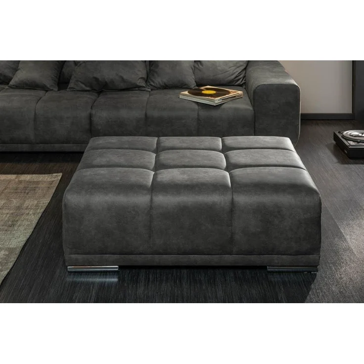 riess-ambiente Fußhocker ELEGANCIA 110cm grau (Einzelartikel, 1 St), Microfaser · mit Ziersteppung · für Sofas · Modern Design – Bild 2
