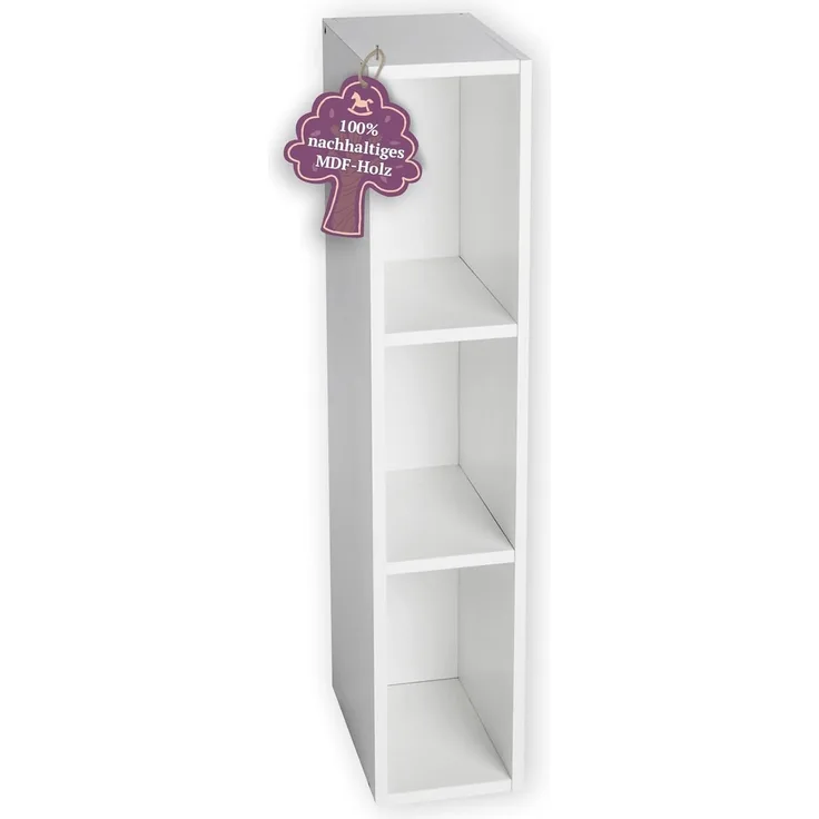 Puckdaddy Stauraumregal Lasse 19 x 30 x 93 cm in Weiß passend zu IKEA Hemnes Kommode Kinderzimmer