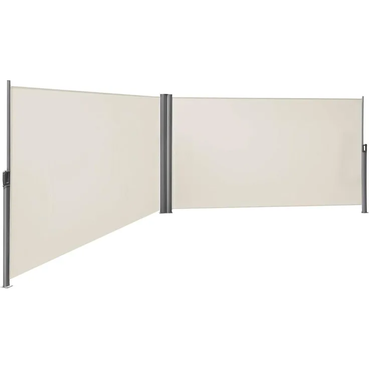Doppel Seitenmarkise, TÜV SÜD zertifiziert, verdickter Polyester 280g/m², Beige, GSA320E, 160x600 cm