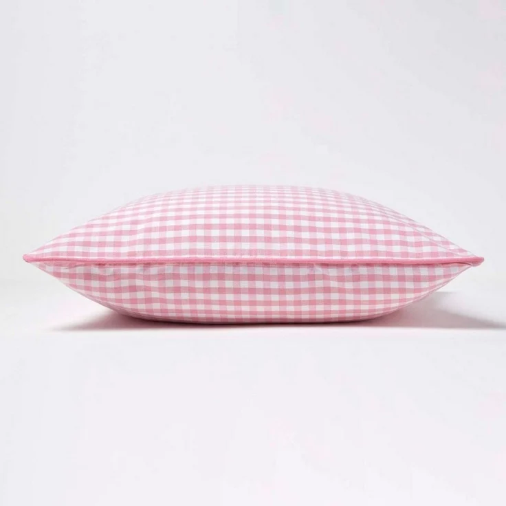 Homescapes Kissenhülle Gingham-Kissenbezug aus Baumwolle, 30 x 50 cm, rosa – Bild 2
