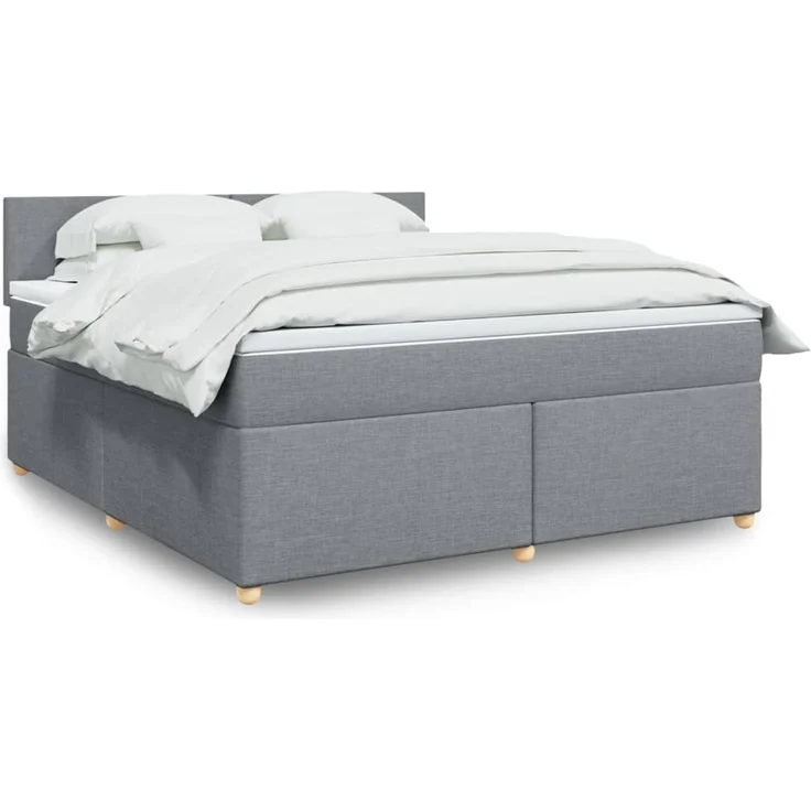 vidaXL Boxspringbett mit Matratze Hellgrau 180x200 cm Stoff 3289052 – Bild 1