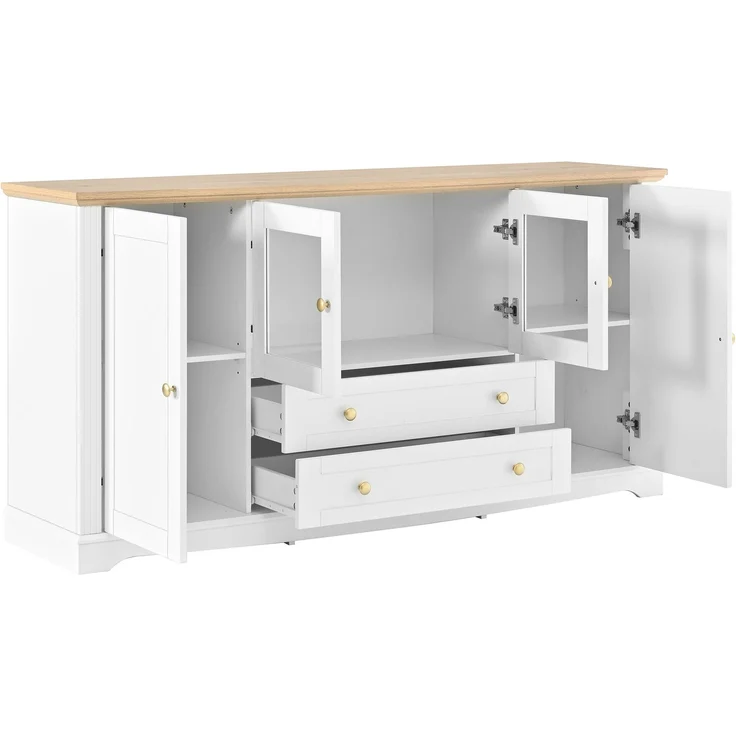 Sideboard 160x40x80,5 cm mit 4 Türen, 2 Schubladen und App-steuerbarer LED-Beleuchtung – Bild 8