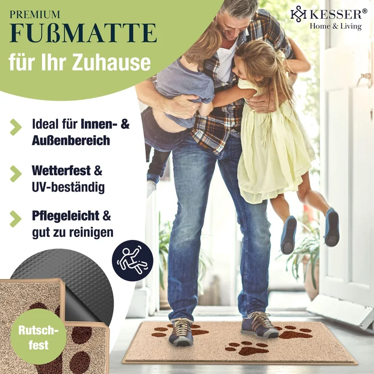KESSER® Schmutzfangmatte, rutschfeste Fußmatte für Innen- & Außenbereich, waschbar, wetterfest, Taupe / Grau, 50x80cm – Bild 3