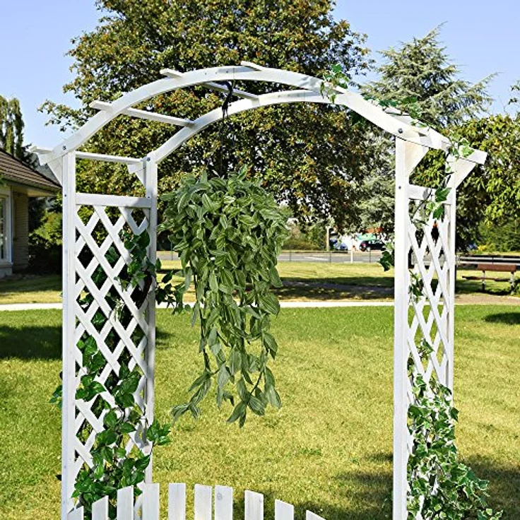 Rosenbogen Weiß Holz Pergola Torbogen Rankhilfe Spalier Rankenbogen Gartentür - Melko – Bild 5