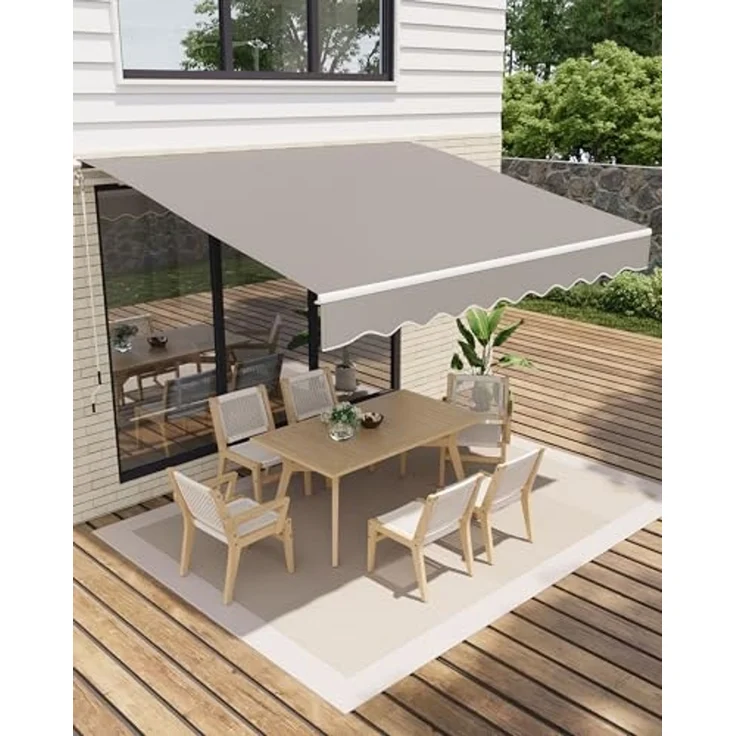 GarveeHome Gelenkarmmarkise 300x250 cm, UV50+ & wasserabweisend, mit Kurbel & Wandhalterung Länge + Winkel einstellbar, Markise für Terrasse & Balkon, Sonnenschutz Balkonmarkise Gelenkmarkise – Bild 1