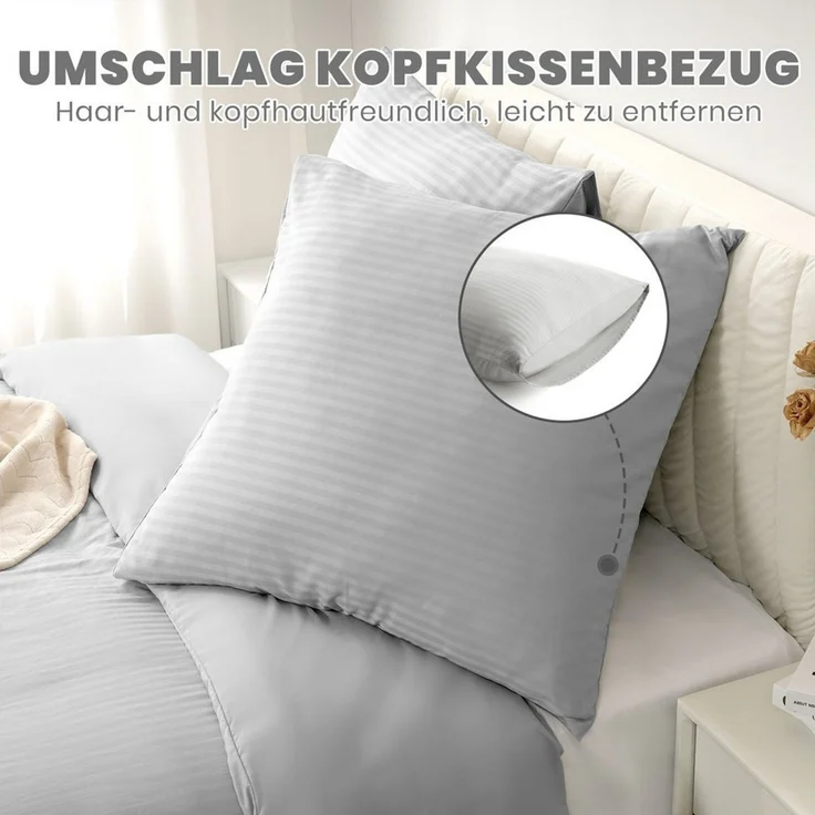Good Nite Bettwäsche Gestrecktes Mikrofaser-Bettwäsche-Set mit Reißverschluss, Mikrofaser (Polyester), 2 teilig, Hochwertige Mikrofaser, gebürstet, Umschlagstil – Bild 3