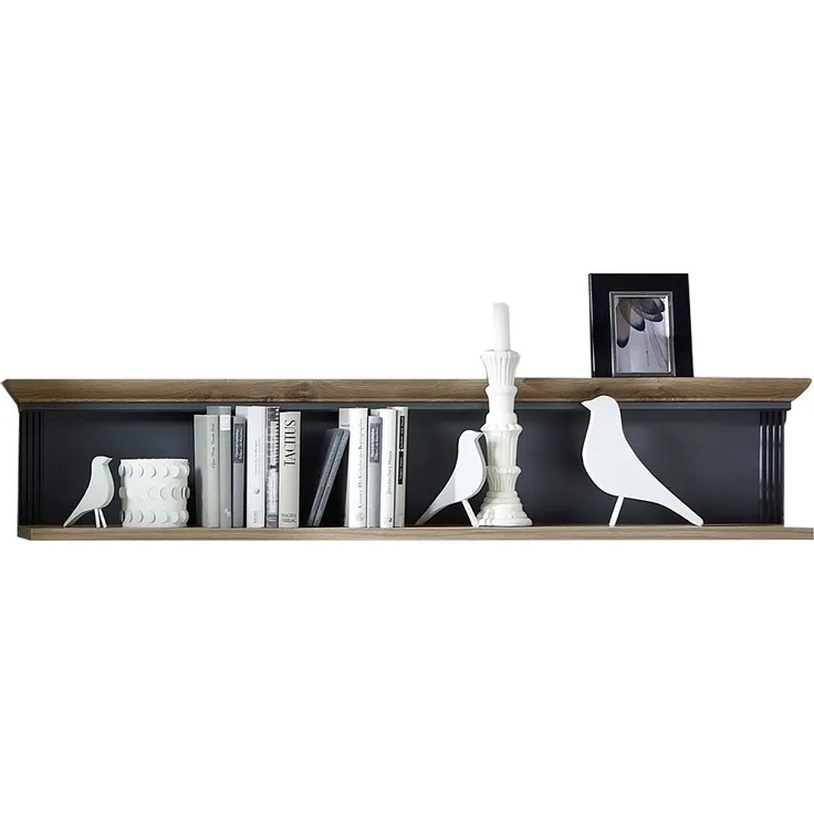 Wandboard Jena / Jasmin, Holzwerkstoff, Grau, Schwarz, 142 x 29 x 20 cm