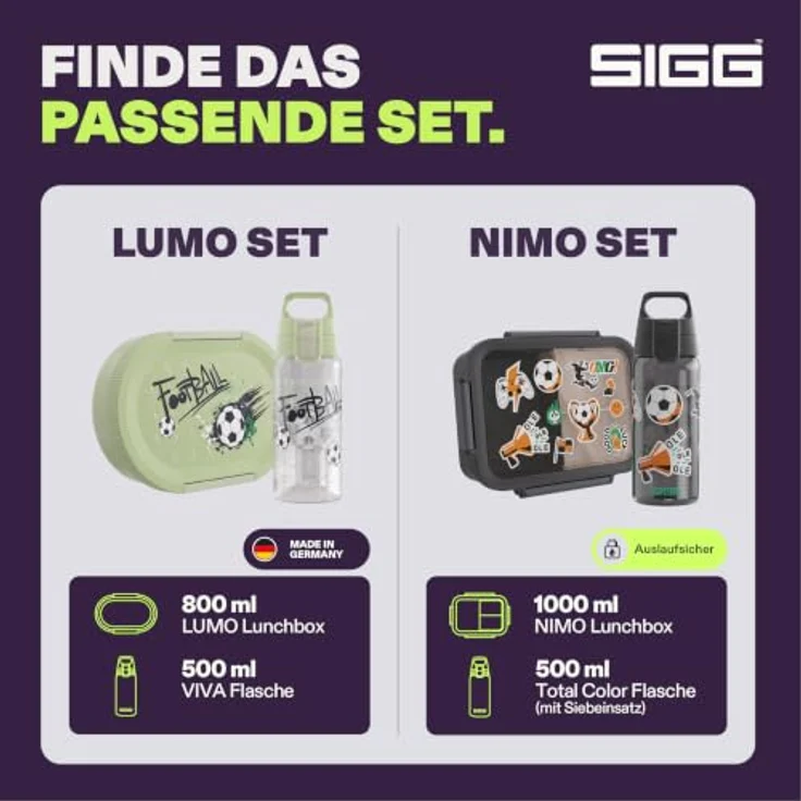 SIGG - NIMO Kids Set - Innenschale & Auslaufsichere Snackbox - Mikrowellen- & Spülmaschinengeeignet - BPA-frei - Leicht - Für Schule, Kita & Freizeit - 800ML – Bild 7