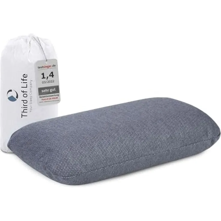 Reisekissen VOLAR | Orthopädisches Nackenkissen mit Memory-Foam gegen Nackenschmerzen | Kleines Kopfkissen für Reisen im Auto, Flugzeug, Zug, Hotel & Camping