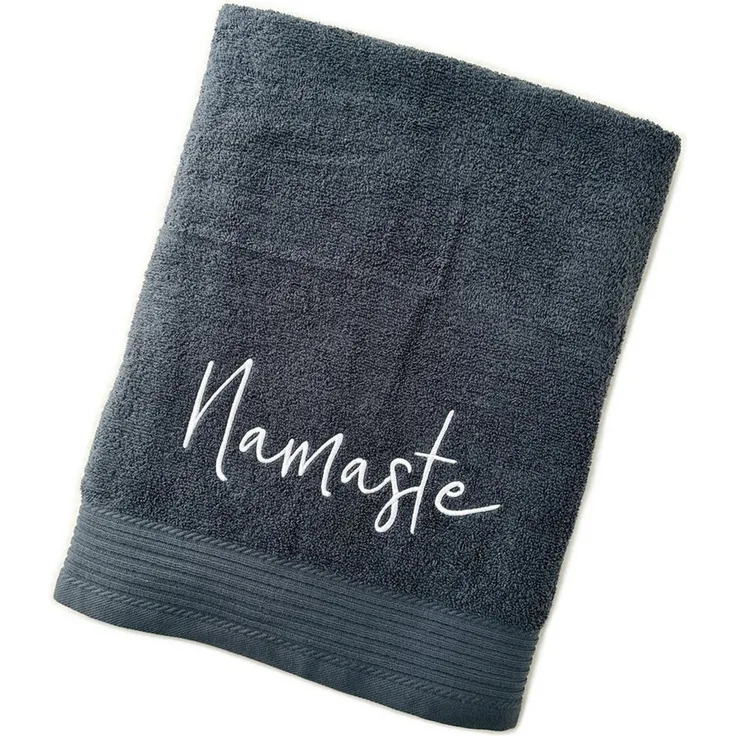 Schnoschi Handtuch Handtuch mit Namaste bestickt Duschtuch Badetuch Gästehandtuch, hochwertige Bestickung mit Namaste