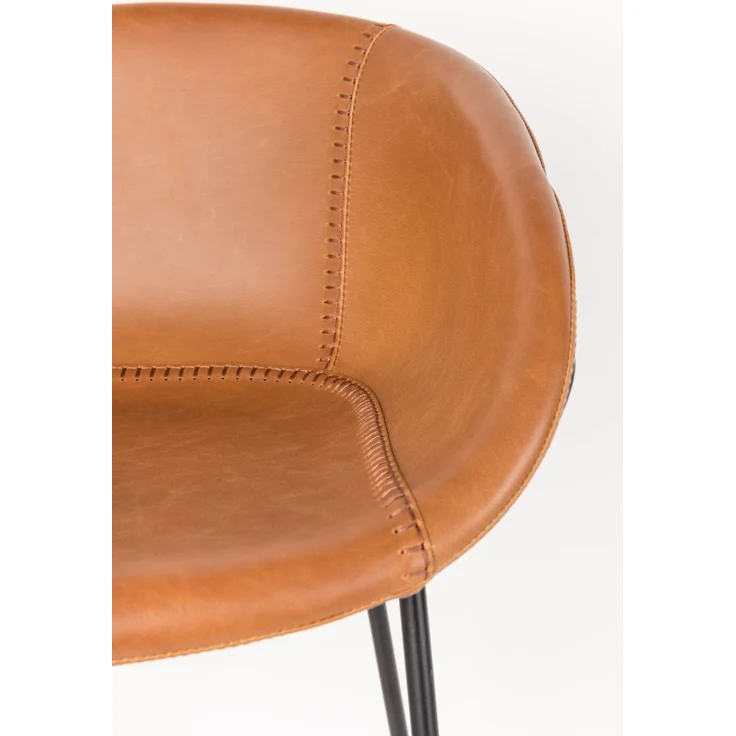 Zuiver Barhocker Feston im 2er-Set, Braun aus 100% Kunstleder mit schwarzem Stahlgestell, Sitzhöhe 65 cm, belastbar bis 100 kg – Bild 7