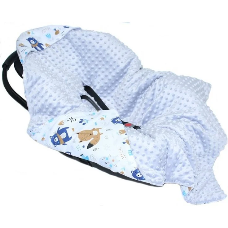 Babydecke Baby Wende Einschlagdecke MINKY mit Kapuze Babyschale Zweiseitig, Primawela – Bild 2