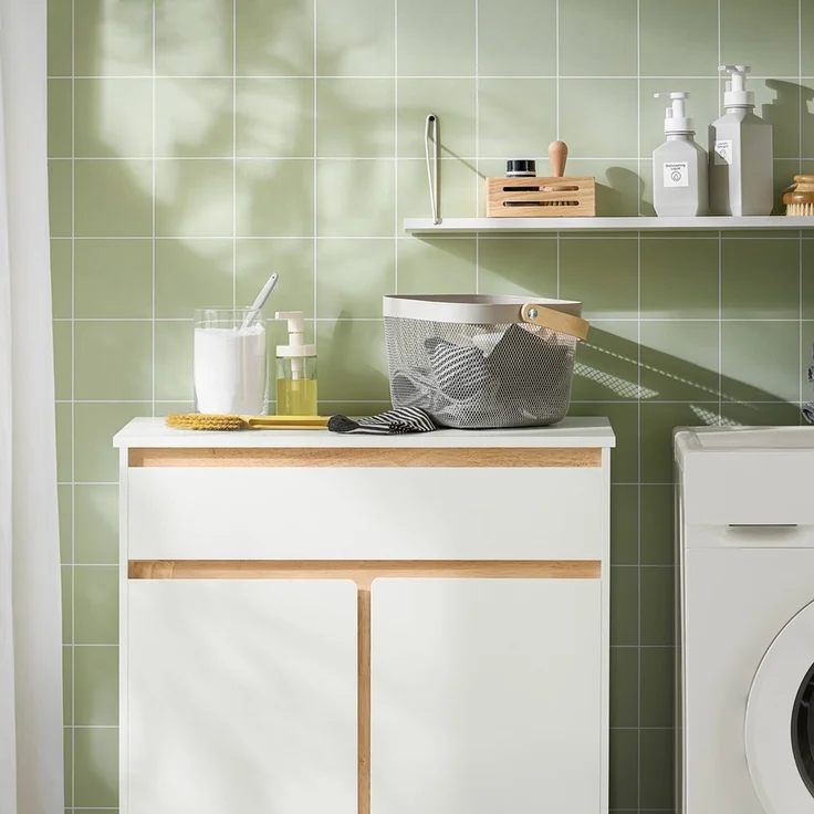 SoBuy BZR79-W Wäscheschrank, MDF, Lackiert, Weiß, 71 x 85 x 33 cm – Bild 4