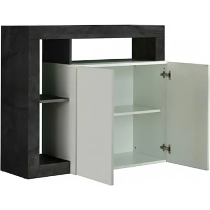 Dmora Modernes Sideboard mit 2 Türen und Regalen, Wohnzimmer-TV-Ständer, Küchenbuffet, Made in Italy Sideboard, 108x42xh93 cm, Farbe Weiß und Oxid – Bild 5