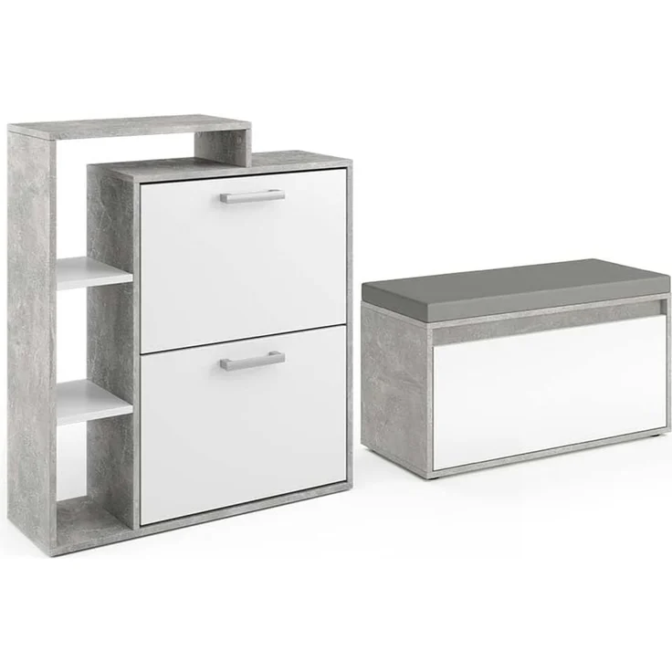 Schuhkipper Orlando Beton 2 Teile, mit Sitzbank Vicco – Bild 1
