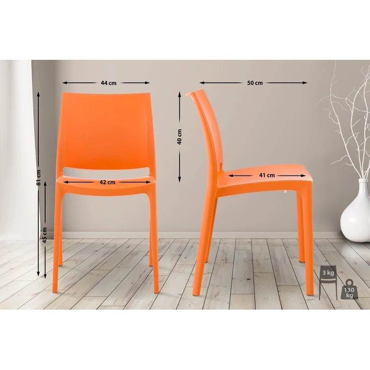 CLP 2er Set Stapelstühle Maya bis zu 130 kg belastbar,orange – Bild 3