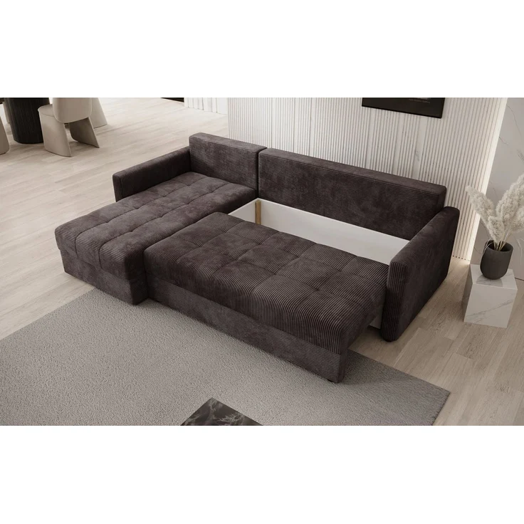 Luxusbetten24 Schlafsofa Designer Sofa Roma in Cord, mit Stauraum und Schlaffunktion – Bild 4