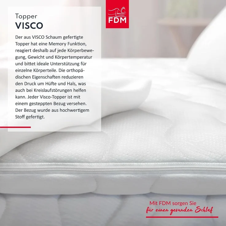 FDM, Topper VISCO MAX 90x200, 120x200, 140x200, 160x200, 180x200 cm, 8 cm hoch, Viscoschaum, (Komfortschaum, Matratzentopper), mit Reißverschluss, beidseitig nutzbar – Bild 3