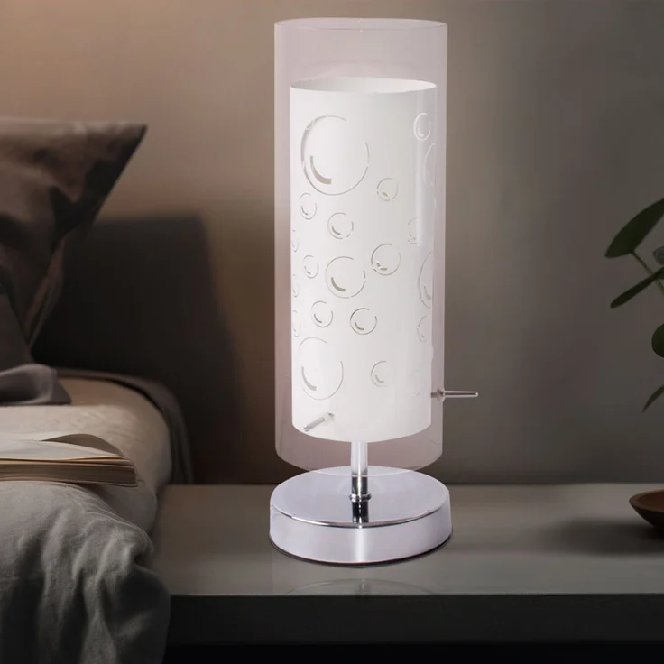 RGB LED Tischleuchte, Glas, Motiv Luftblasen, H 34 cm – Bild 5