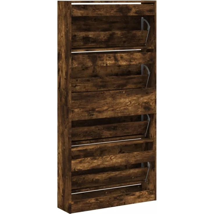 vidaXL Schuhschrank mit 4 Klappen Räuchereiche 80x21x163,5 cm 3214368 – Bild 7