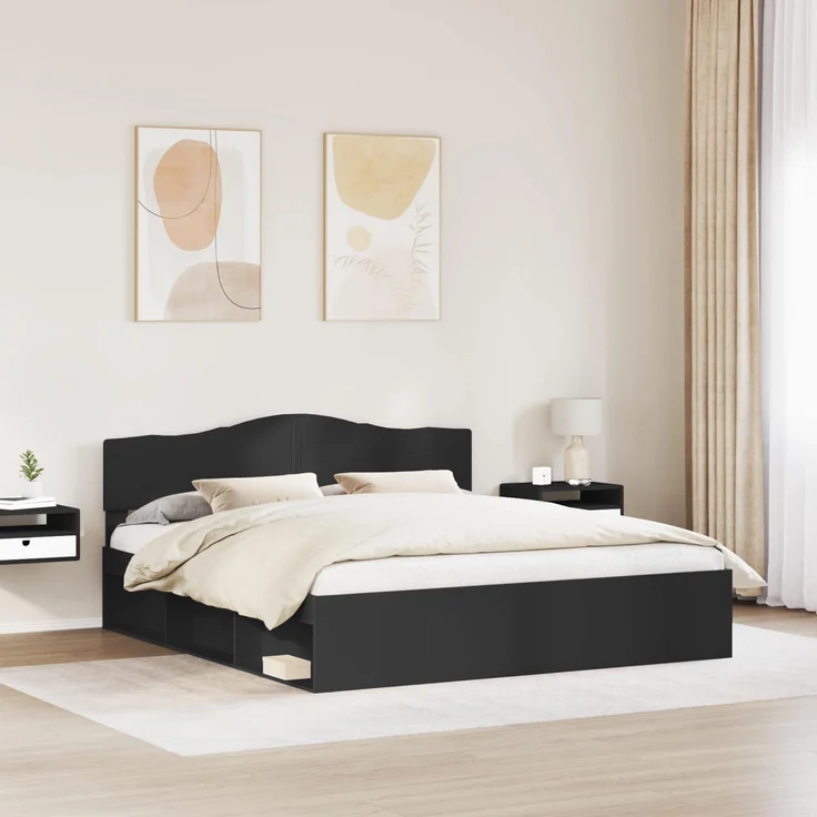 vidaXL Bettrahmen Schwarz 180 x 200 cm Massives Kiefernholz 3412863 – Bild 2