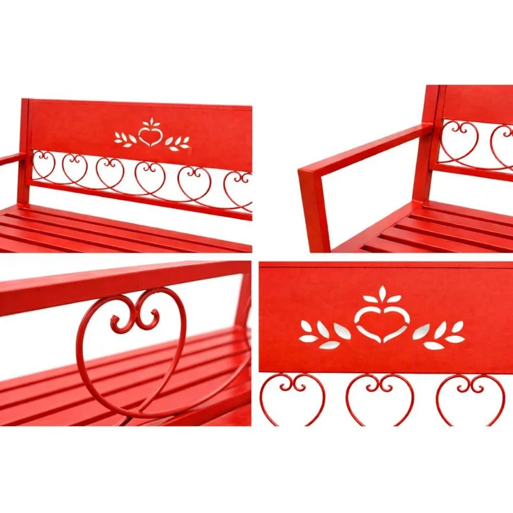 DanDiBo Gartenbank Metall Wetterfest Rot 120 cm 2 Sitzer Sitzbank Passion 121495 Eisen Blumenbank Garten – Bild 3