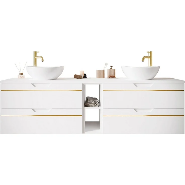 Lookway Badmöbel-Set OPIUM III 140 cm Hängeschrank mit Waschbecken & Regal – Bild 5