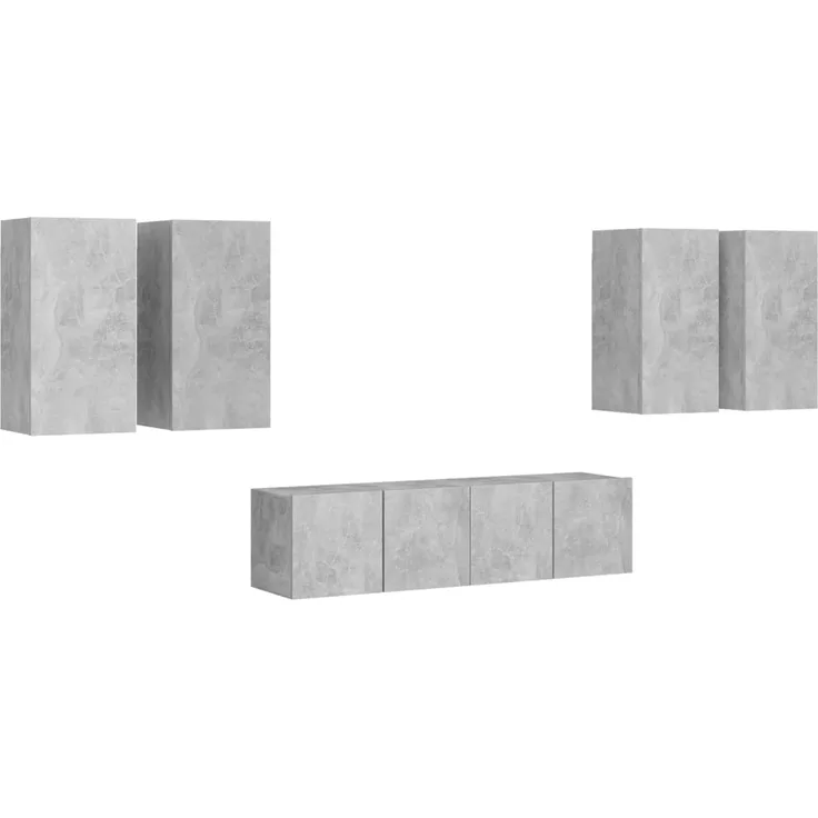 6-tlg. TV-Schrank-Set Betongrau Holzwerkstoff [3079099]