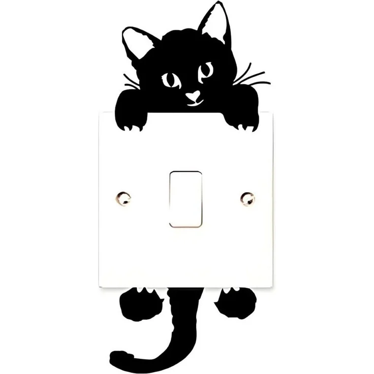 Agger Wandsticker Katzen-Wandaufkleber für Lichtschalter, schwarze Katzen-Wanddekoration (10 St), Schalterdekoration, Schlafzimmerdekoration,Schalterdekoration – Bild 1