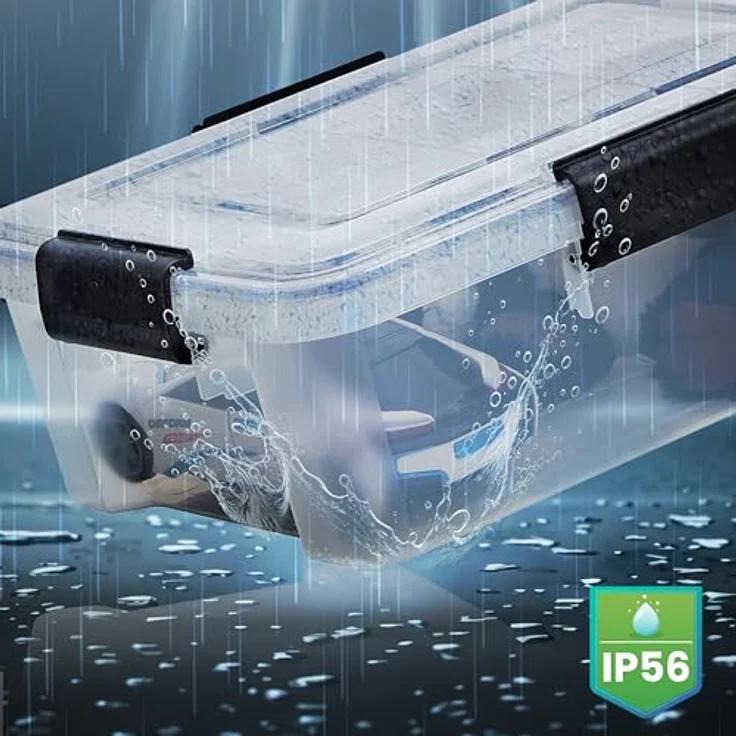 Iris Ohyama Luftdichte Kunststoff-Aufbewahrungsboxen mit Deckel, 10L, 3er-Set, Transparent, Hermetischer wasserdichter Verschluss, Robuste Schnappverschlüsse, Stapelbar, Staubschutz, BPA-frei, AT-S – Bild 6