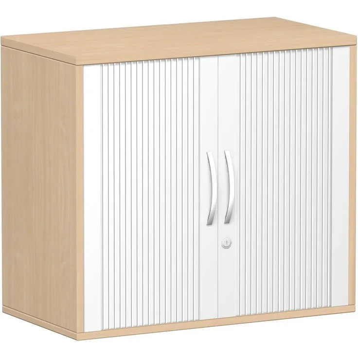 Anstell-Querrollladenschrank Oberboden 25 mm, 80x42x72cm, Silber Buche