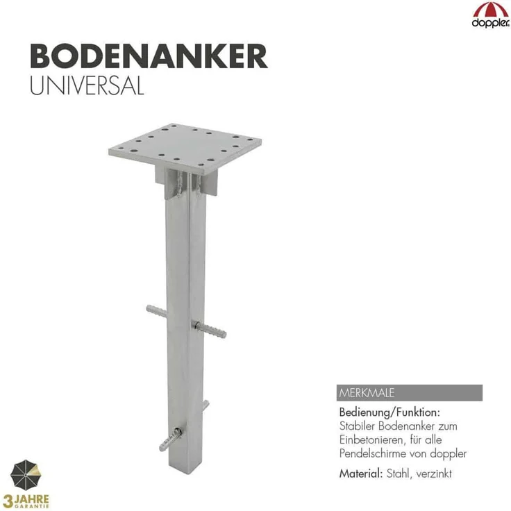 Doppler Bodenanker für alle Doppler Pendel- und Ampelschirme, silber – Bild 2