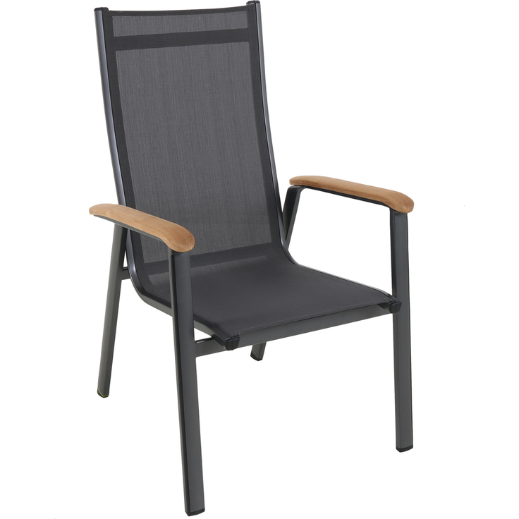 MWH Stapelstuhl Reno Aluminium mit Teak Armlehnen