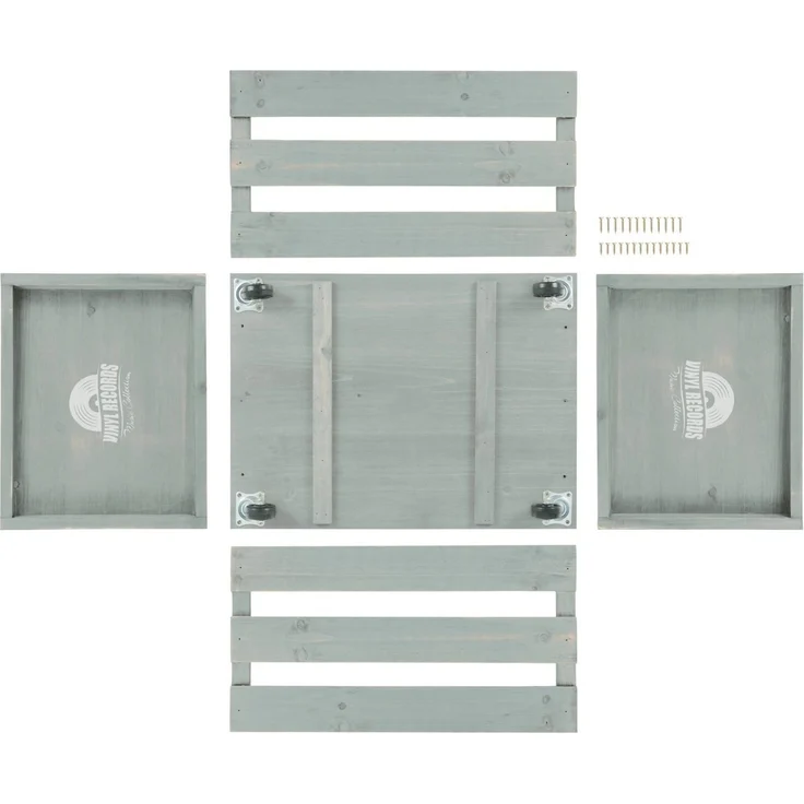 Stagecaptain Holzkiste SPK-100 "Emil" Schallplattenkiste, für bis zu 100 LPs - aus Vollholz im Retro-Design – Bild 3