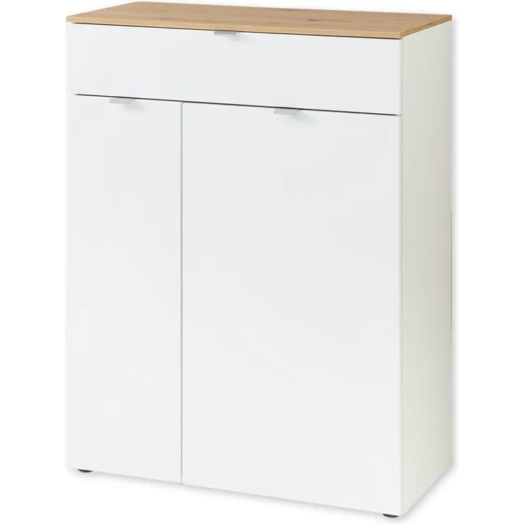 BARI Schuhschrank in Weiß, Artisan Eiche Optik FSC-Zertifiziert - Modernes Schuhregal mit viel Stauraum für Ihre Schuhe - 78 x 103 x 38 cm (B/H/T)
