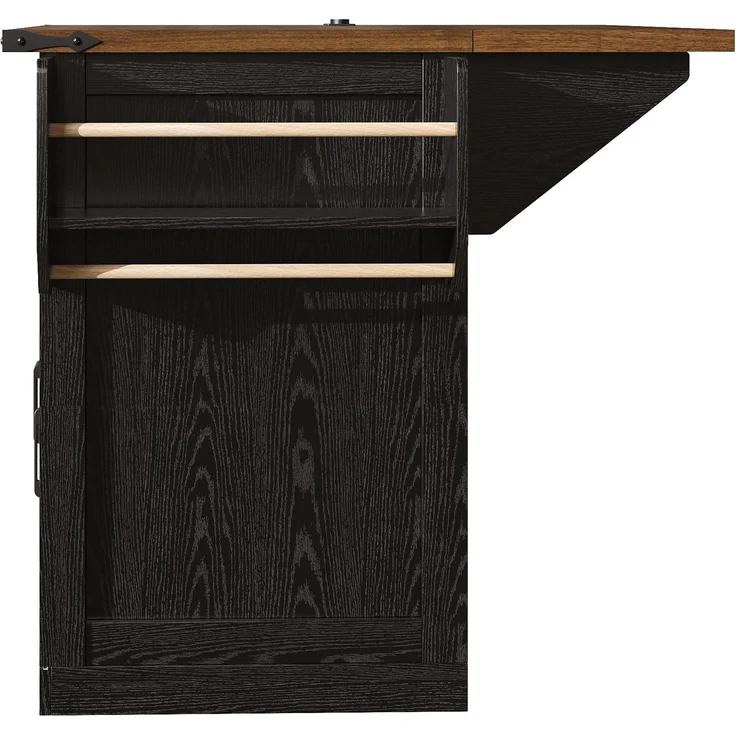 Küchenwagen 120,2x45,3/75x91,5 cm in Schwarz mit ausklappbarer Arbeitsplatte und Schubladen – Bild 9