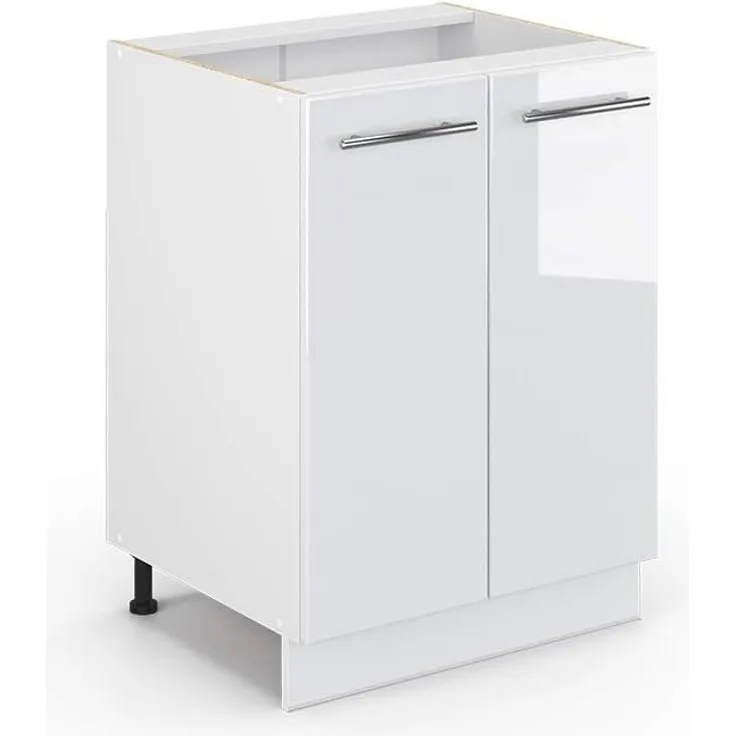 Küchenunterschrank Fame-Line Weiß Hochglanz 60 cm ohne Arbeitsplatte Vicco